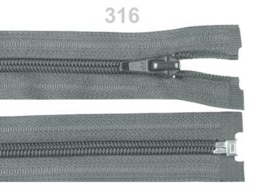 Reißverschluss spiralförmig 5 mm, 45 cm, teilbar, Mittelgrau